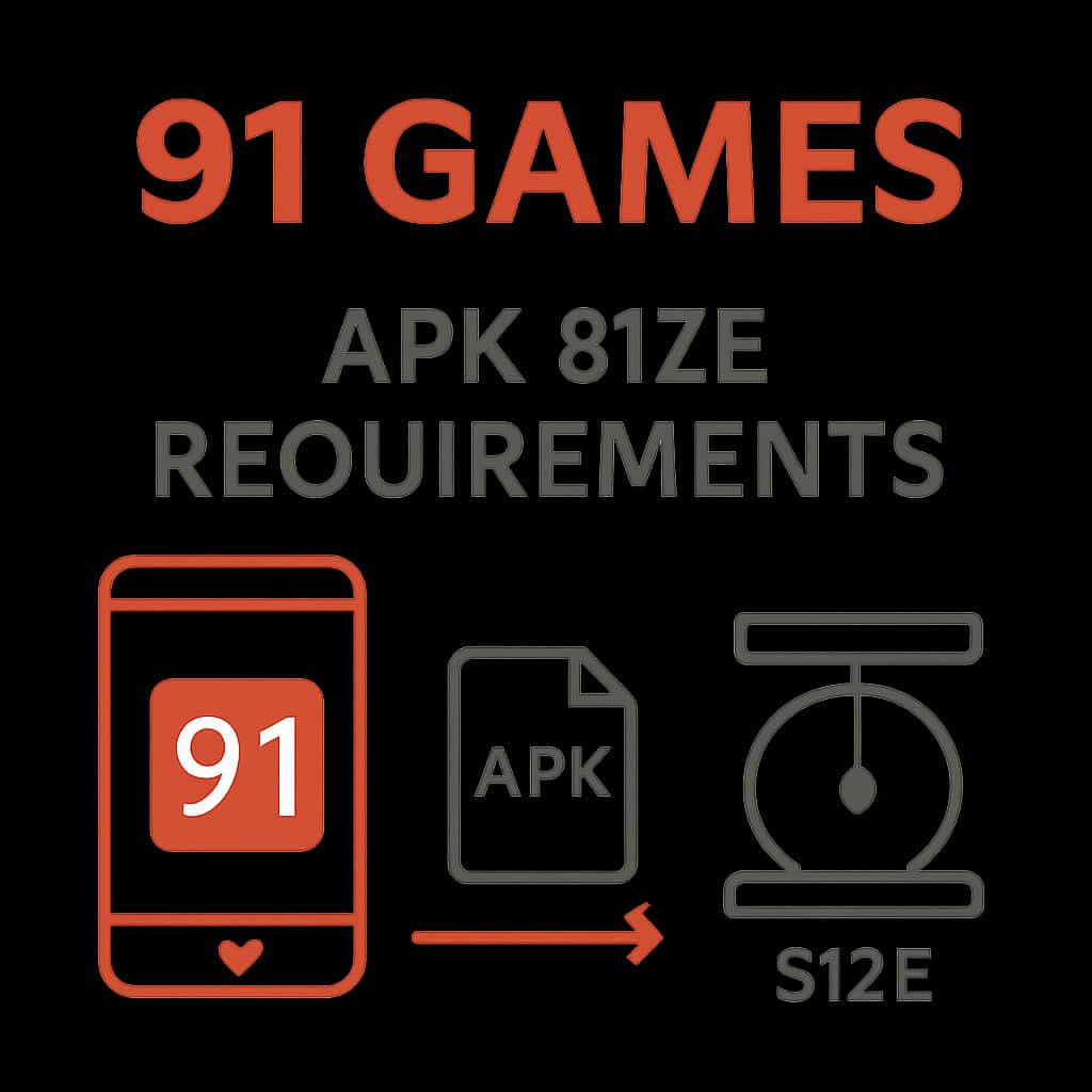 Diagram illustrating APK size requirements for 91 Games.
