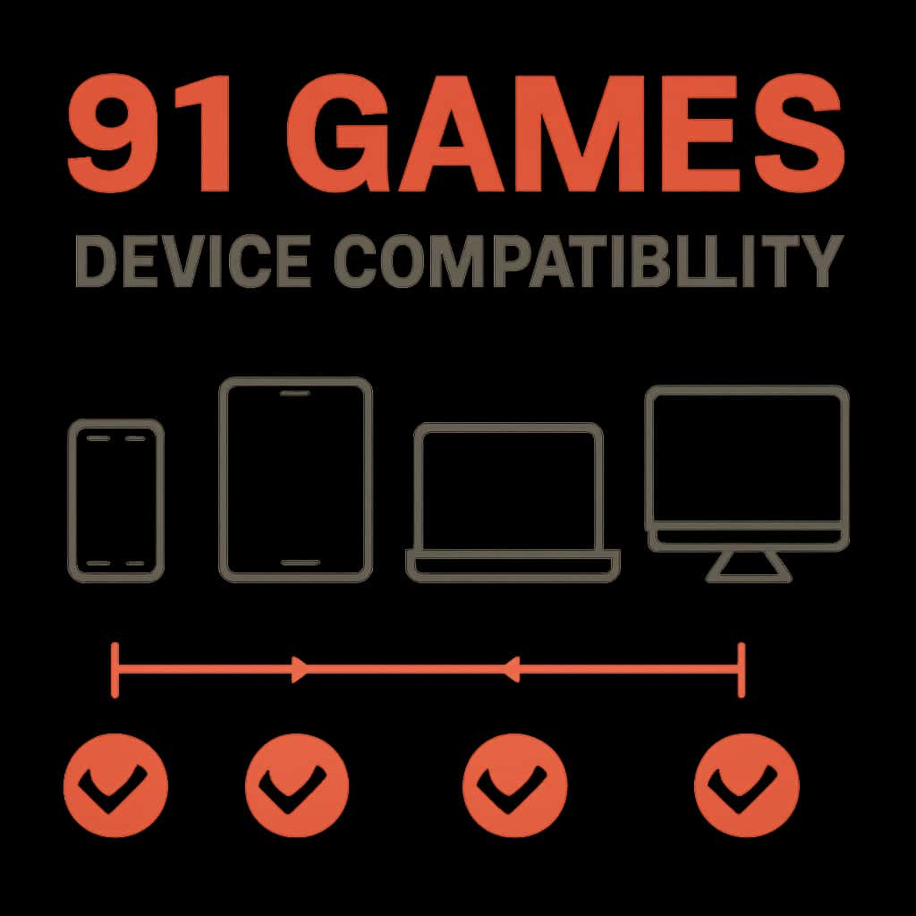 A diagram explaining 91 Games Device Compatibility.