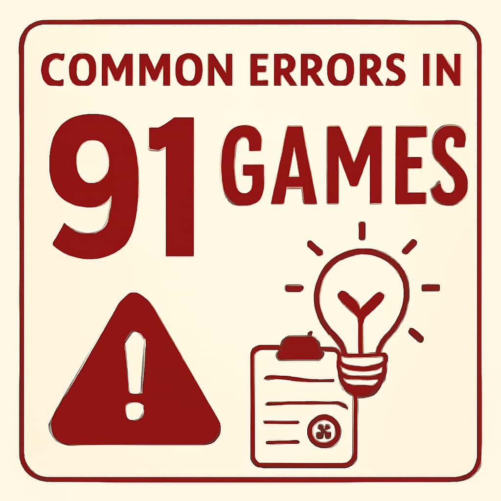Diagram illustrating common errors in 91 Games.