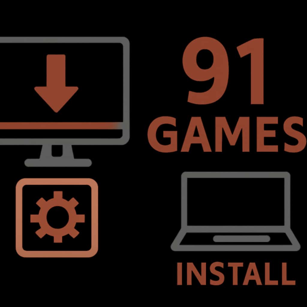 Illustration of installation steps for 91 Games.